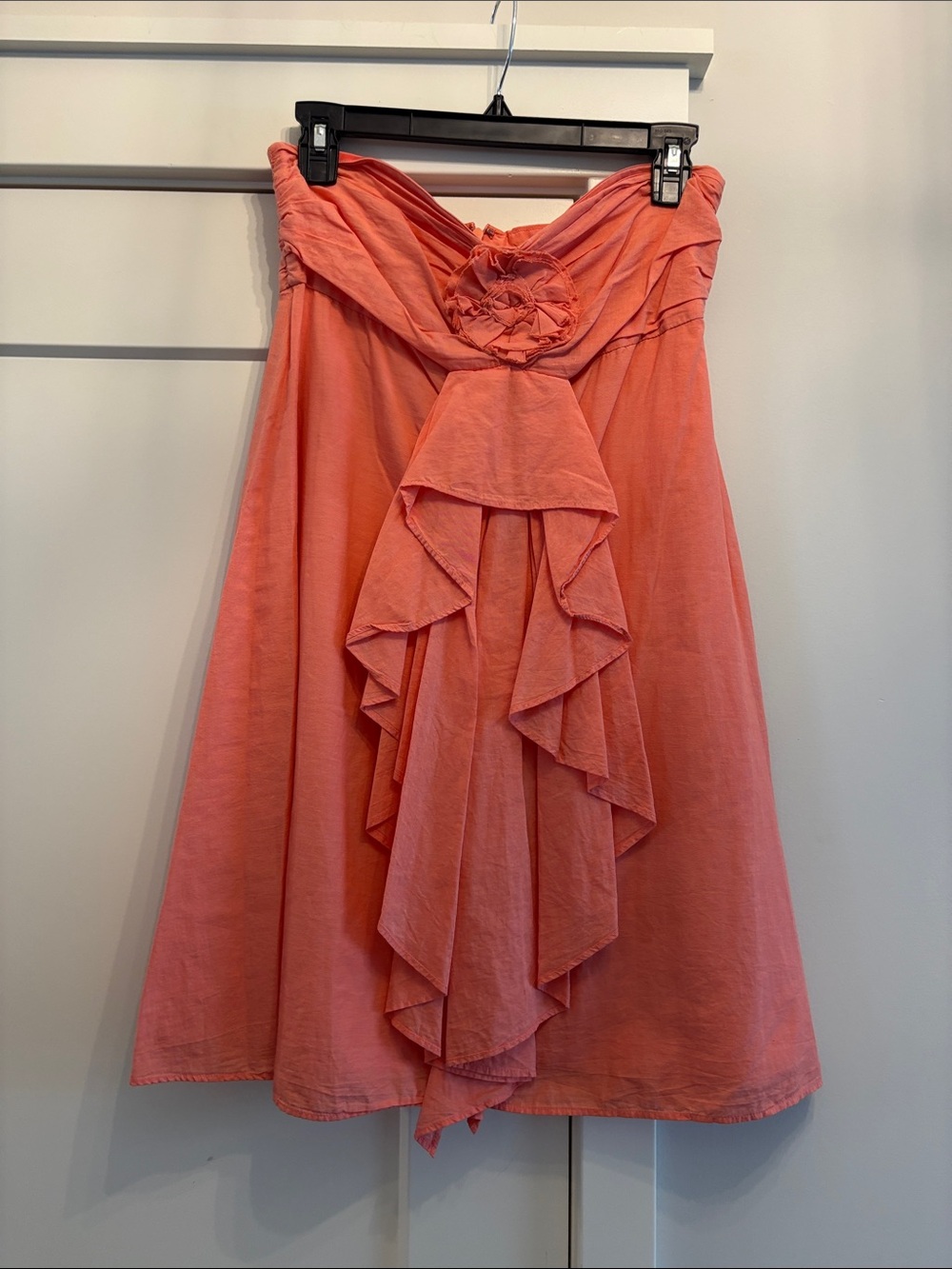 J.Crew Rosette Strapless Cascade Ruffle Mini Dress.